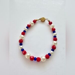 Vintage Nautical Red, White, & Blue Beaded Bracelet